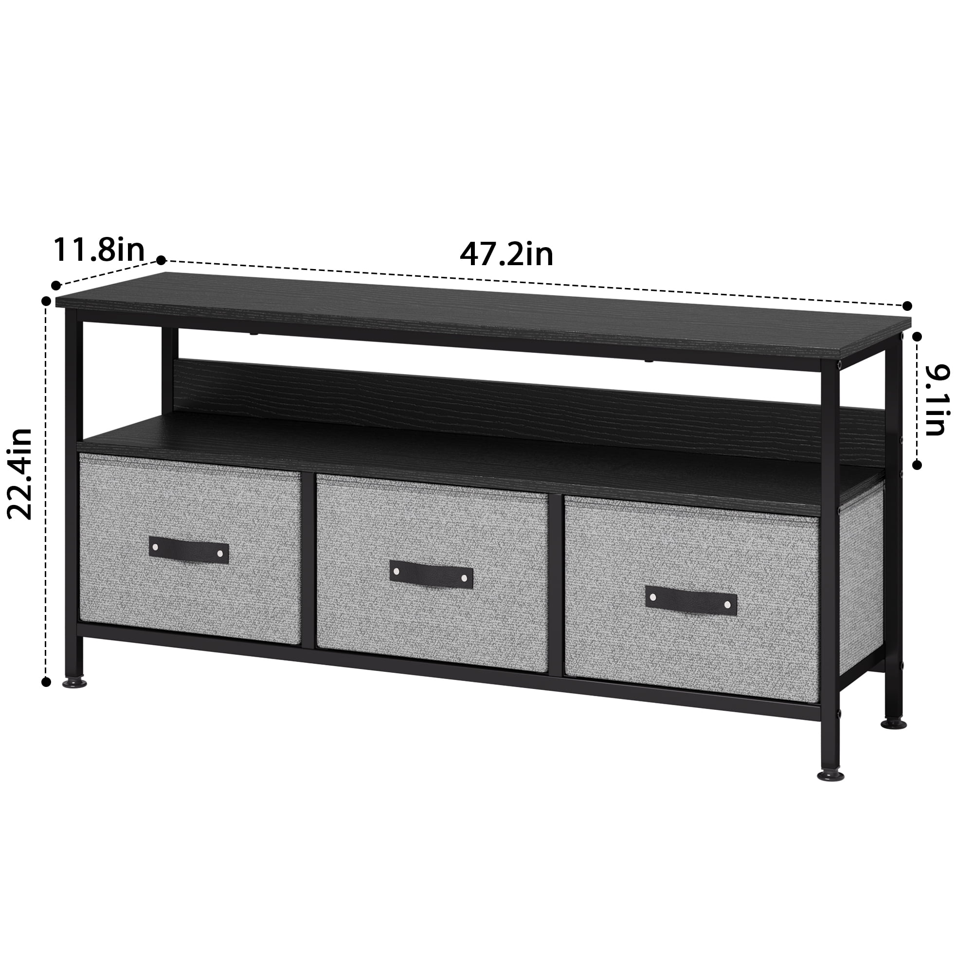 Ashion TV Stand for TVs up to 55", 47.3 inch Dresser TV Stand with 3 Storage Drawers and Shelves for Home