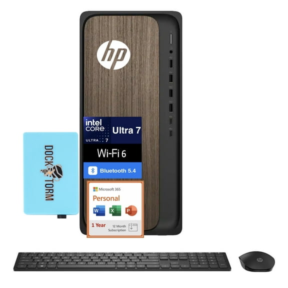 HP OmniDesk OmniDesk AI Business Desktop (Intel Ultra 7-265, 32GB DDR5, 1TB PCIe SSD, Intel Graphics, Win 11 Pro) w/Microsoft 365 Personal , DKZ USB Port Expander