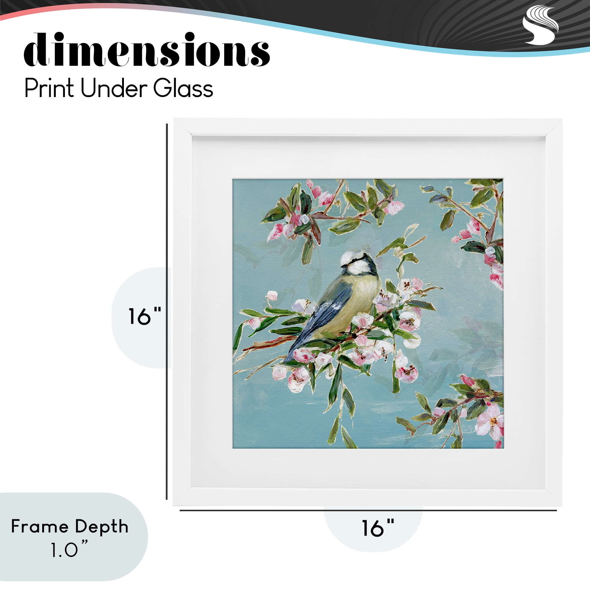 Stupell Industries Songbird Perched on Blooms White Framed Print Under Glass, design by Sally Swatland