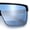 Black Frame - Blue Mirror Lens, variant on Shield Sunglasses for Men UV400 Mirrored Lens Oversized One-Piece Frame Futuristic Wraparound Style Black Frame - Silver Lens