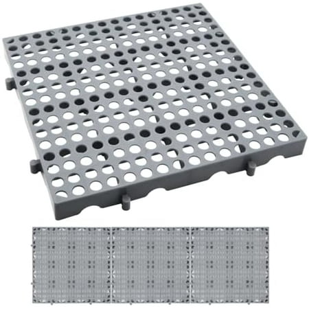 3-Pack Heavy Duty Plastic Pallets 11.8"x11.8"x1.8" Waterproof Ventilated Grid Design – Stackable Nestable Floor Pallets for Basement, Garage & Warehouse Storage-Grey$$Tools & Hardware Other
