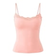 thumbnail image 4 of HAYIMI Women Spaghetti Strap Built In Bra Camisole With Lace Shelved Cups Double Layer Adjustable Straps Everyday Layering Tank Tops Summer Round Neck Solid Color Sleeveless Stylish Vests, 4 of 4