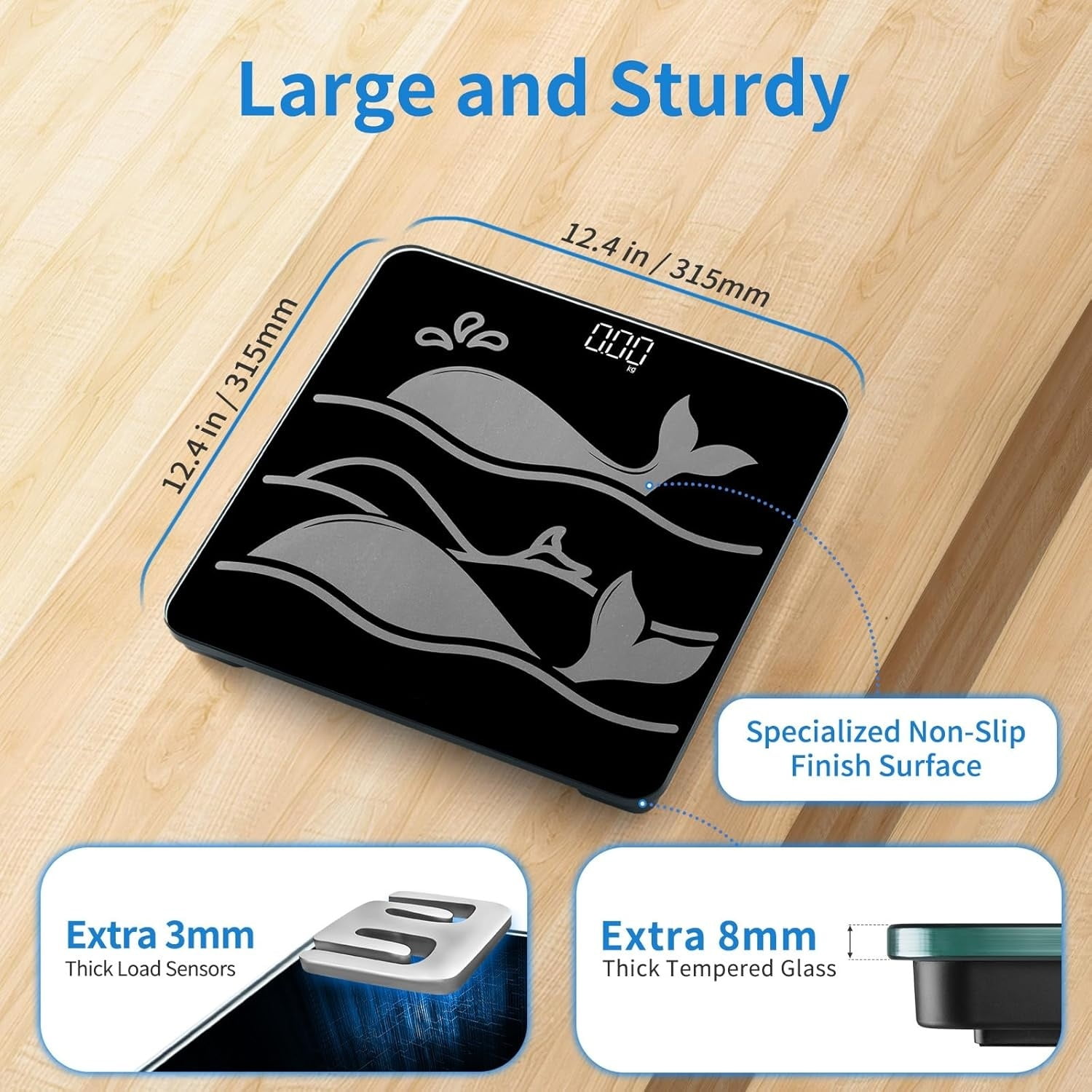 600lb Smart Bathroom Scale for Body Weight in 0.1lb, High Accuracy Assured
