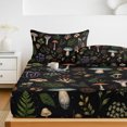 thumbnail image 6 of Queen Size Fitted Sheet Set - Mushroom Leaves 3 Piece Bedding Sets 16" Deep Pocket Fitted Sheet with 2 Pillowcases, Black Country Botanical Berry Flowers Brushed Microfiber Hotel Luxury Bed Sheets, 6 of 9
