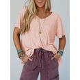 thumbnail image 7 of Womens Oversized Tshirts Knit V Neck Short Sleeve Tunic Tops Summer Casual Loose Fit Tee Shirts, 7 of 7