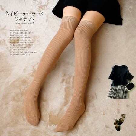 

Hanas Fashion Socks Women Thigh High Spcks Over Girl Winter Cotton Warmer Soft Cotton Socks Khaki One Size