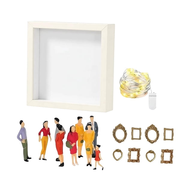 Caja de siluetas de mini museo DIY, exhibición de recuerdos de pareja, decoración creativa para el hogar de madera Blanco