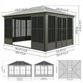 thumbnail image 2 of 12x14FT Outdoor Sunroom, All-Season Solarium Gazebo with Galvanized Steel Roof, Sliding Doors, Detachable PVC Screen, Aluminum Permanent Sun Room for Patio Deck Garden, 2 of 8