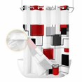 thumbnail image 2 of Red Grey Black No Hook Shower Curtain Waterproof, Bathroom Curtains with Snap in Liners and See Through Top Window, Irregular Geometric Modern Abstract Hotel Style Bathtub Curtains Shower 60"Wx72"L, 2 of 8