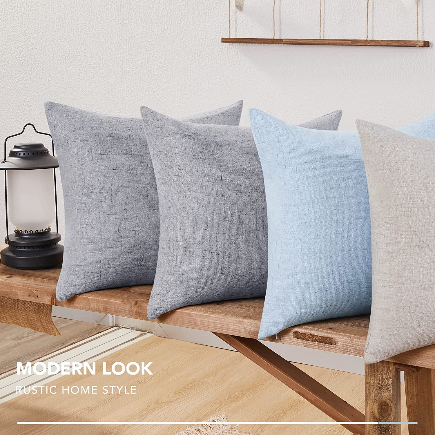 HTOOQ 22x22 Throw Pillow Covers Faux Linen Solid Cushion Covers Outdoor Deaorative Pillowcase for Patio Furnitur 22 x 22 Inch Silver Grey Set of 4 No Pillow Insert Walmart