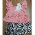 thumbnail image 4 of Little Girls 2 Piece Outfits Size 7 Summer Clothes Pink Tops Leopard Print Shorts Set 7T/686, 4 of 6