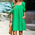thumbnail image 4 of Aayomet Mother Of The Bride Dresses for Wedding Ladies Fashion Casual Short Sleeves Solid Color Dress Dress Vacation Beach Dress,Green M, 4 of 5