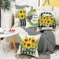 thumbnail image 4 of Green Leaves Yellow Sunflower Pillow Covers Black White Buffalo Plaids Truck Home Sweet Decor Throw Cases Summer Plants Gather Together Pillows 18 x 18-Inch, 4 of 4