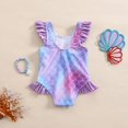 thumbnail image 3 of Traje de baño Aimaopao con volantes de una pieza, diseño de sirena, color morado, 0-6 m, 3 of 9