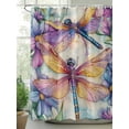 thumbnail image 2 of Fsddascl Botanical Dragonfly Shower Curtain Set - Extra Long 72" x 96" Washable Bathtub Curtain with 12 Hooks, Spring Watercolor Flower Leaf Waterproof Fabric Stall Shower Curtains for Bathroom, 2 of 6
