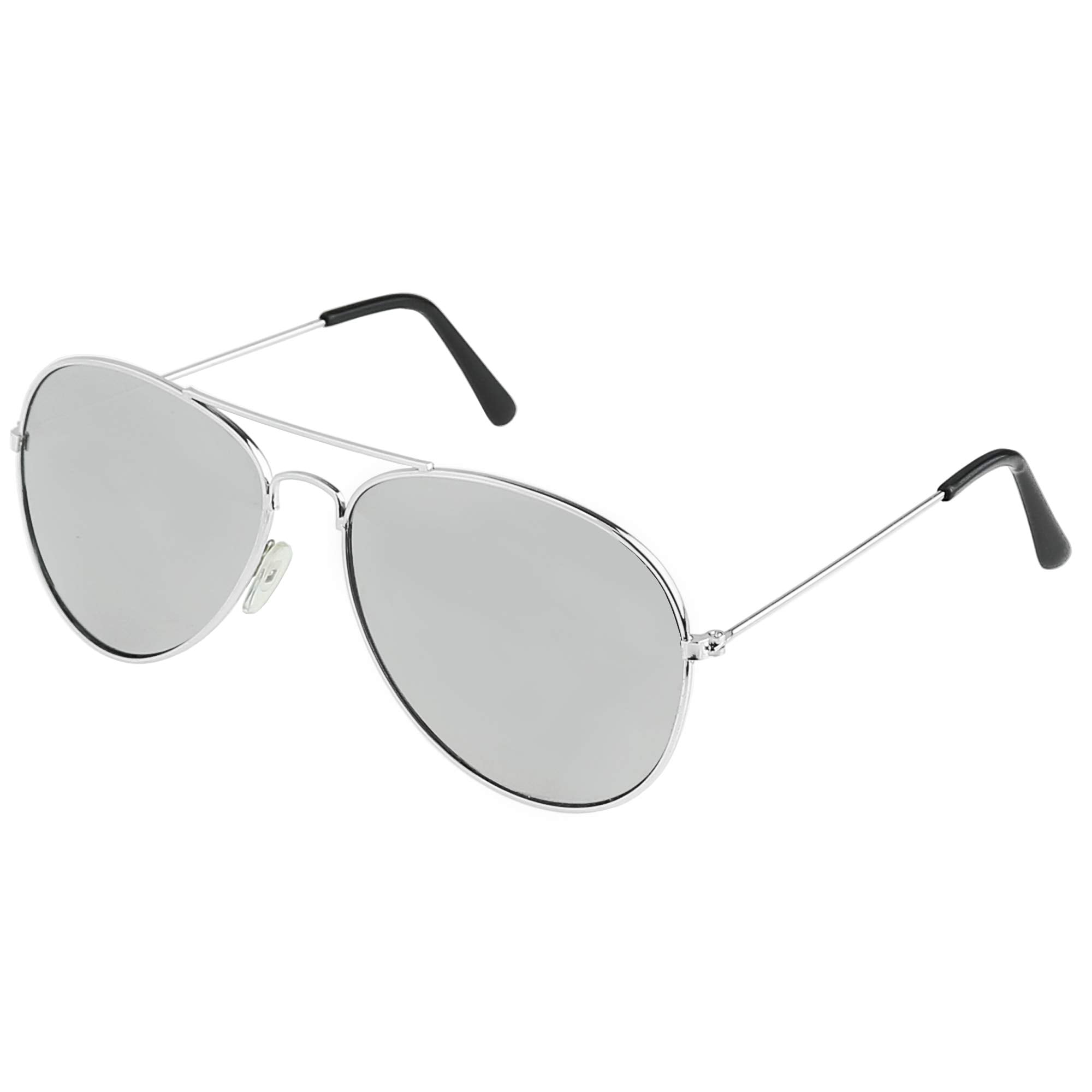 Skeleteen Silver Mirrored Aviator Sunglasses Military Style Mirror