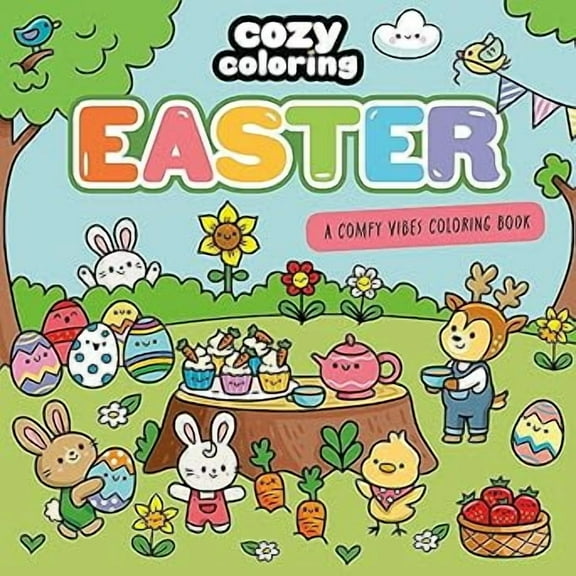 Cozy Coloring: Easter: A Comfy Vibes Coloring Book for Adults and Kids: Simple, Relaxing Pages Featuring bouncing bunnies, hidden eggs, and spring flowers! (Paperback)