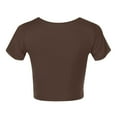 thumbnail image 5 of Dress Shirts for Women Short Sleeve Crew Neck Womens Summer Cute Crop Tops Casual Basic Crewneck Slim Fit T Shirts for Women Brown, 5 of 5