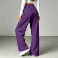 thumbnail image 6 of Wide Leg Sweatpants Women Fall Winter Mid Weight Solid Color Elastic High Waist Straight Leg Casual Pants with Pockets, 6 of 8
