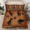 thumbnail image 2 of Homewish Cute Cartoon Dinosaur Queen Sheet Sets,Country Farmhouse Lodge Flat Sheet,Brown Black Queen Fitted Sheet For Boys Kids,Microfiber Bedroom Decor,4 Pieces, 2 of 7