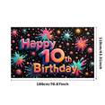 thumbnail image 2 of Colorful Design Happy 10th Birthday Decorative Banner Kids Party Celebration for Birthday Party Indoor Decoration Photo Shoot, 2 of 7