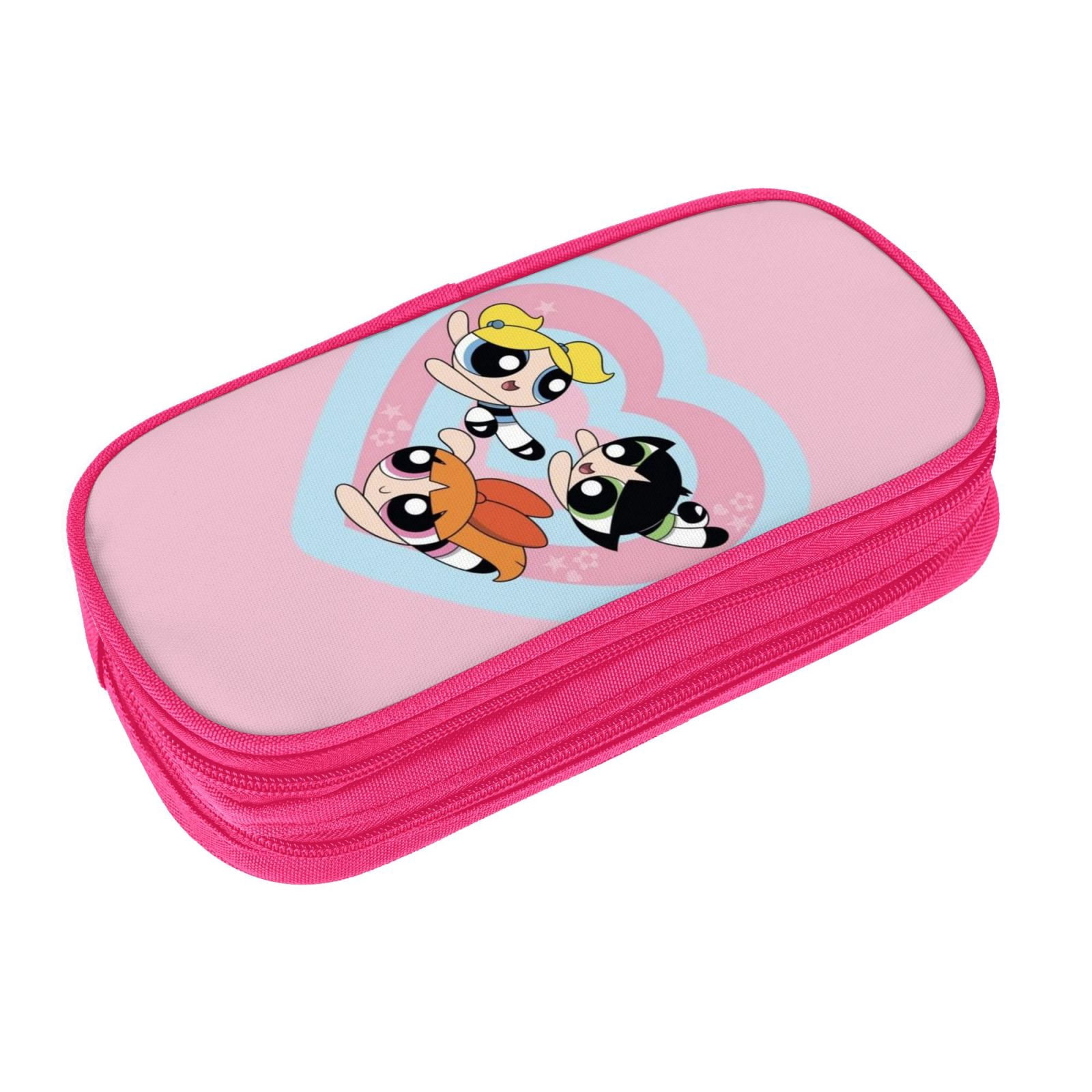 The Powerpuff Gi-rls Pencil Case Large Capacity Pencil Pouch Pen Bag Office Stationery Organizer Travel Makeup Bag Pink