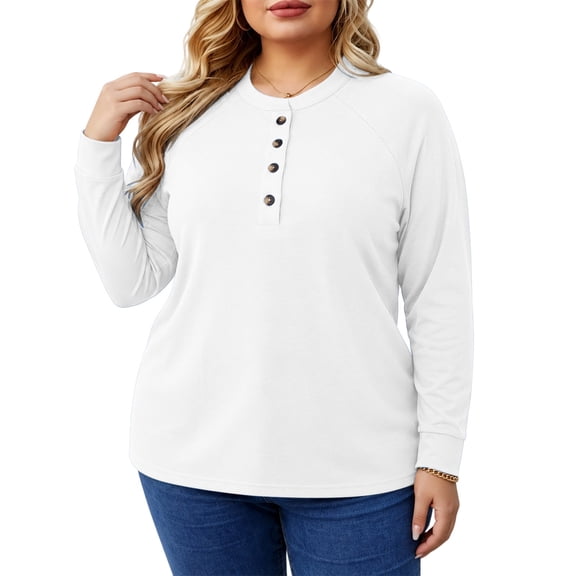 Yutgune Women's Henley Shirt Long Sleeve Button Tops For Women Casual Raglan Sleeve Tunic T Shirt