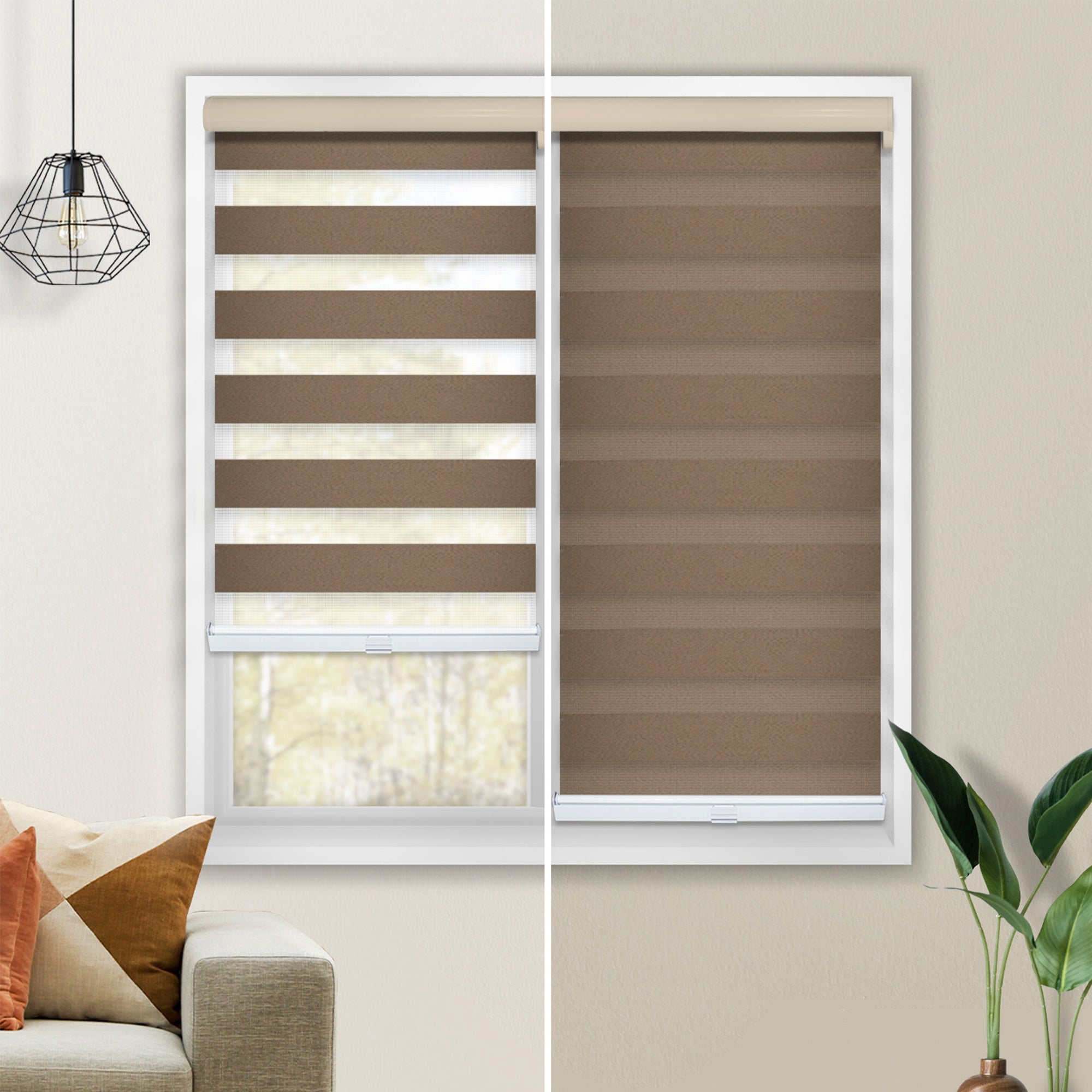 CHICOLOGY Blackout Zebra Roller Shades |26"W X 72"H| Dual Layer Light Filtering Blinds | Cordless Window Shades for Home & Office | Easy Install | Taupe