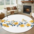 thumbnail image 3 of Spring Pastoral Floral Round Area&nbsp;Rug 6ft Yellow Flowers Watercolor Non-Slip&nbsp;Washable Circle Rugs Soft Felt Indoor Floor Mat for Bedroom Kitchen Living Room Bathroom, 3 of 9
