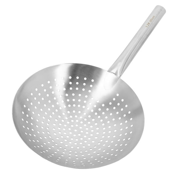 BEADCEST 1Pack Chinese Cooking Strainer Silver Round Mesh For Kitchen Utensil Cooking Frying Boiling 30cm Handle