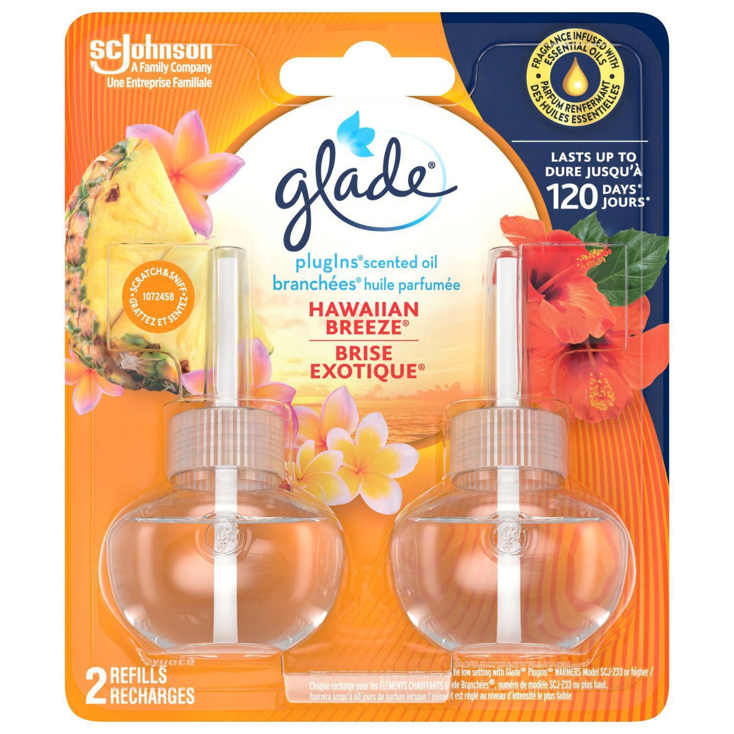 Glade Plugins® Air Freshener Oil Refill, Hawaiian Breeze, 2 Refills