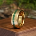 thumbnail image 5 of Hammered Emerald Tungsten Ring Mens Wedding Ring Promise 8mm Ring, 5 of 6