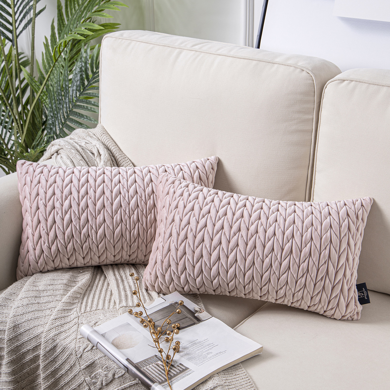 Phantoscope Quilted Velvet Braid Textured Pleated Decorative Throw