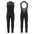 thumbnail image 4 of iiniim Girls Shiny Dance Unitards Sleeveless Gymnastic Leotard One-Piece Figure Skating Jumpsuit Bodysuit A Black 8, 4 of 7