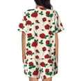 thumbnail image 3 of Bixox Women's Rose Flowers Printed Pajama Set 2 Piece Lounge Set Top and Shorts Soft Pajamas, Shorts with Pockets, 3 of 7