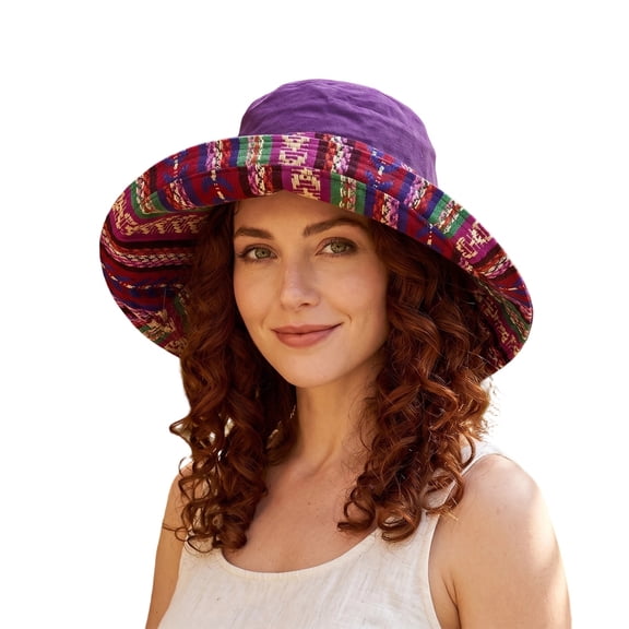 Gyujnb Ethnic Style Sun Hat for | Casual Fisherman Cap with Wide Brim Breathable Summer Beach Hat for Outdoor Travel
