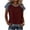 *1-Wine, variant on VBVC Women's Waffle Denim-Look Patchwork T-Shirt,Ladies Lightweight Breathable Crew Neck Casual Top,Raglan Sleeve Summer Blouse For Women,Army Green,S-2XL