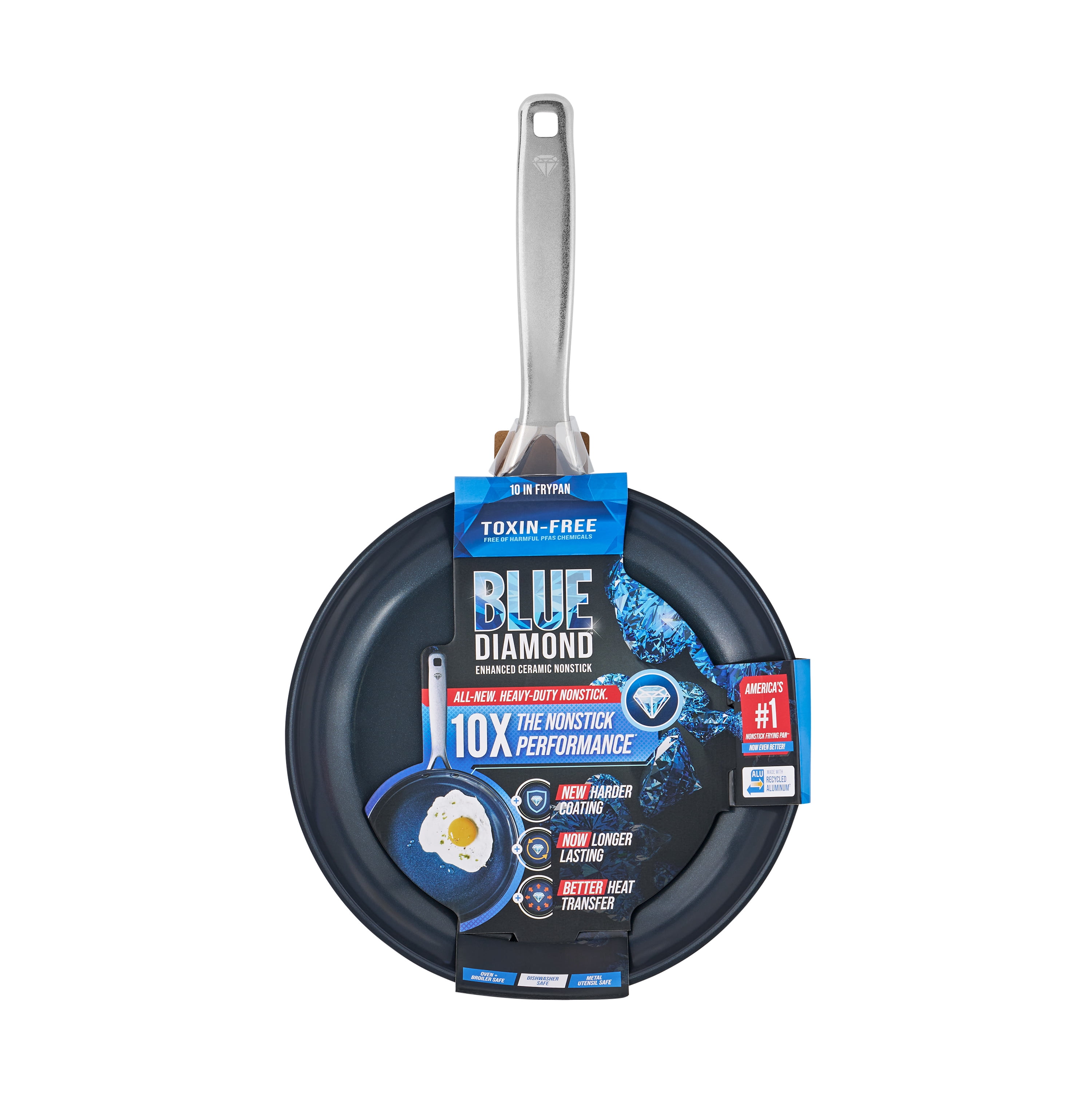 Blue Diamond Toxin Free Ceramic Nonstick Safe Open Frypan/Skillet, 10"