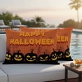 thumbnail image 4 of Orange Black Halloween Outdoor Waterproof Pillow Covers, Pumpkins Web Decorative Rectangle Throw Pillowcase Sofa Cushion Sham for Patio/Couch/Chair, 20"x12" 2 Pack, 4 of 8