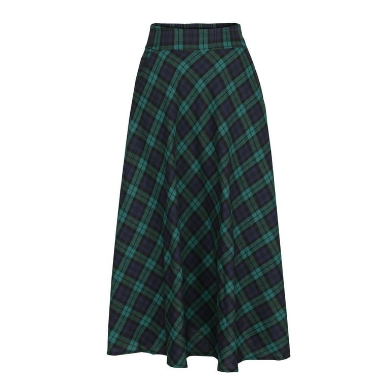 【PORTERNA】Wilsea Check Long Skirt JNGSA Womens Long Skirts, Womens Woolen Plaid Skirt Winter