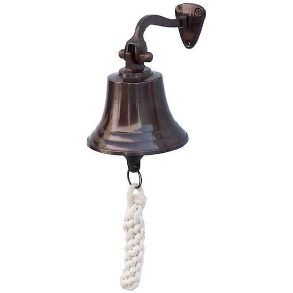 Hampton Nautical 3xglass-101 Antiqued Copper Hanging Ships Bell 6" Nautical Home Decoration, 6 inch
