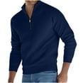 thumbnail image 3 of ZRGHAOYLQ Men's Quarter Zip Pullover Sweater Dressy Knit Sweaters Winter Thick Work Shirts Business Casual Long Sleeve Knitwear Soft Stand Collar Jumper Tops, 3 of 9