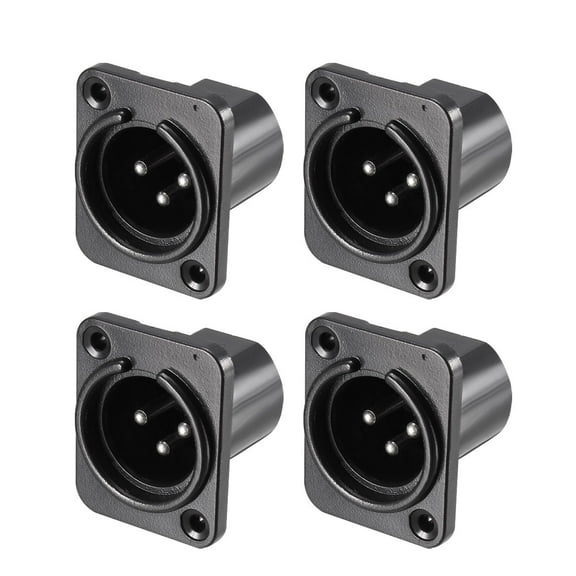Uxcell 3-Pin XLR Male Jack Panel Mount For Connector Adapter Twist Lock 4Pcs