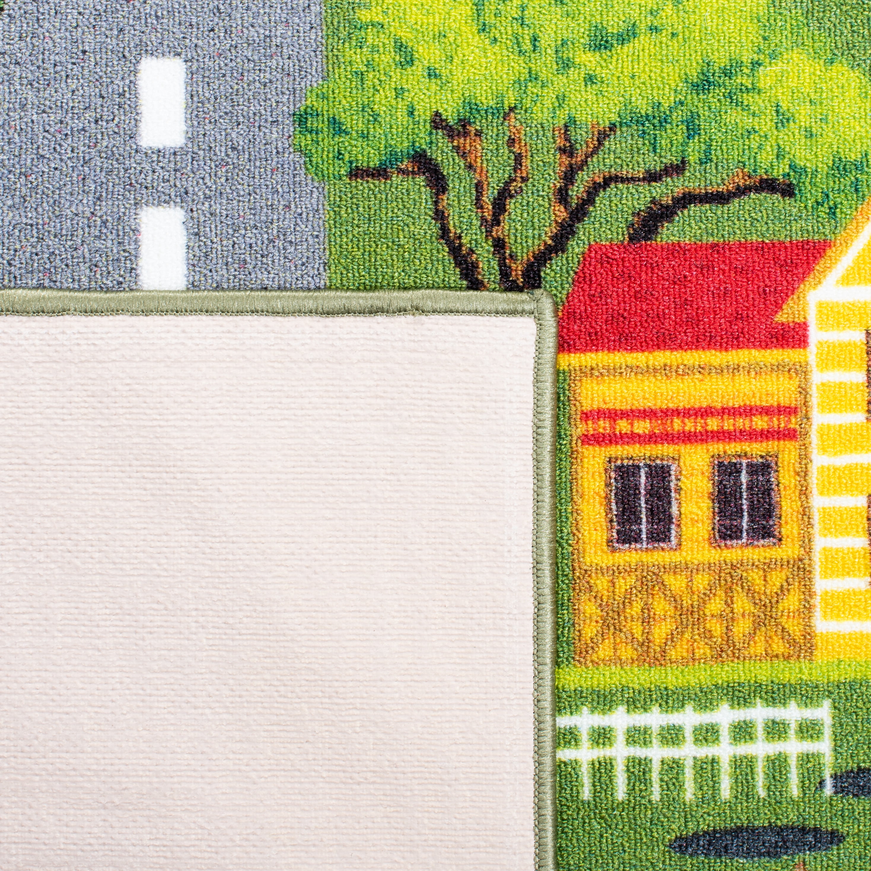 SAFAVIEH Kids Playhouse Ranch Crossroads Machine Washable Area Rug, Dark Green/Light Grey, 5'5" x 7'7"
