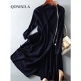 thumbnail image 5 of Vestido cruzado con cuello en V para mujer, ropa femenina holgada, elegante, falda de punto, versión coreana, otoño e invierno, 2024, 5 of 5