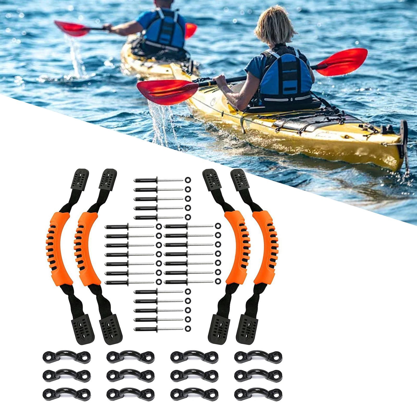 funtasica Kayak Handles Canoe Handle Supplies DIY with Screws Pad Eye Portable Kayaking Accessories Replacement Carry Handles for Canoe Orange