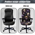 thumbnail image 4 of Renewold Skull Pumpkin Rose Violet Desk Chair Cover Stretch Office Chair Slipcover Dustproof Desk Computer Chair Cover High Back Chair Protective Cover Easy to Install Halloween Decor, L, 4 of 7