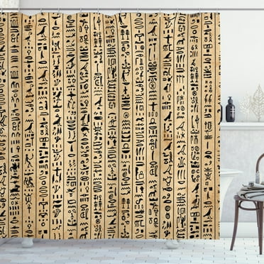 Ambesonne Egyptian Shower Curtain, Ancinet Hieroglyphs, 69"Wx84"L, Sand Brown Black