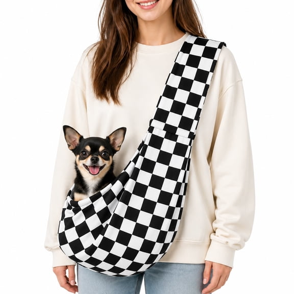 Dog Sling Carrier for Small Dogs & Cats 5–16 lbs, Hands Free Puppy Carrier with Safety Hook & Storage Pocket, Soft Breathable Pet Sling Bag for Travel, Walking, Shopping & Everyday Outings