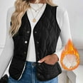 thumbnail image 2 of Crunowin Womens Fleece Vest, Sleeveless Button Up Jacket Fall Winter Warm Vest with Pocket Black XL, 2 of 9
